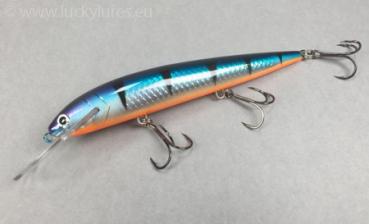 KARIKKO RÄMINÄ Wobbler 12 cm, Farbe: Seducing Blue 009, schwimmend mit Rasselkugel, von Suomen Uistin The Finnish Lure Company (Jarmo Rapala)